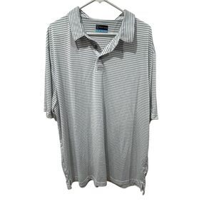 New PGA Tour Polo Shirt Men's XXL White Black Striped Short Sleeve UPF 50 READ